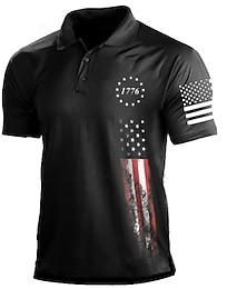 cheap -Men's Polo Shirt Golf Shirt Star Turndown Black White Army Green Navy Blue Dark Green 3D Print Street Daily Short Sleeve 3D Button-Down Clothing Apparel Fashion Casual Comfortable