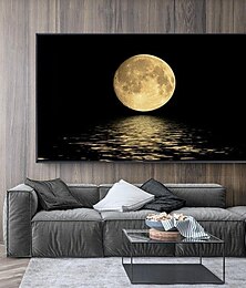 abordables -Pósteres con estampado de paisaje/imagen de luna en blanco y negro, arte de pared, regalo para colgar en la pared, decoración del hogar, lienzo enrollado, sin marco, sin marco, sin estirar, varios