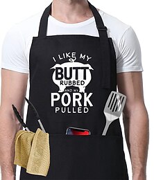economico -grembiule da chef nero per barbecue per donna e uomo, grembiule da cucina, grembiule da giardinaggio personalizzato, maestro della griglia, regolabile con tasca impermeabile resistente all'olio