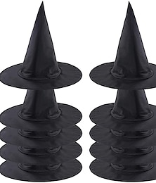 levne -Halloweenský čarodějnický klobouk, černý špičatý čarodějnický klobouk pro dospělé, oxfordská látka, halloweenský kostýmní doplněk, hororová párty dekorace pro cosplay, 1 balení