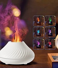 economico -umidificatore d'aria vulcano diffusore di aromi olio essenziale lampada umidificatore d'aria portatile usb da 130 ml con luce notturna a fiamma a 7 colori