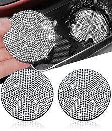 ieftine -2 buc bling suport pahare masina coaster 2,75 inch anti-alunecare rezistent la soc suport universal pentru vehicule la moda inserare strass bling accesorii auto auto interior pentru femei