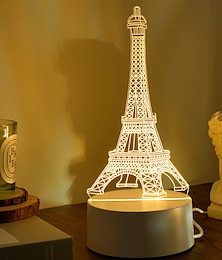 abordables -Torre eiffel 3d led ilusión óptica acrílico luz de noche con usb dormitorio decoración lámpara de mesa cumpleaños estilo de moda regalo para niños bebés