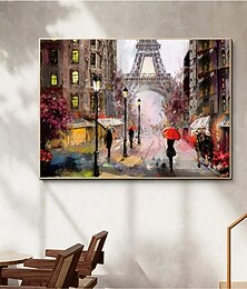 abordables -main peint à la main peinture à l'huile mur art abstrait pluie ville rue paysage peinture décoration de la maison décor toile roulée pas de cadre non étiré