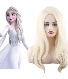 economico -elsa lunghe parrucche bionde ricci per le donne cosplay anime party parrucca di halloween