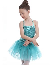 voordelige -Kinderdanskleding Ballet Kleding Pure Kleur Gesplitst Tule Voor meisjes Opleiding Prestatie Mouwloos Hoog Pailletten Polyester