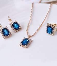 abordables -Boucle d'Oreille Créoles 3 pièces Strass Alliage Anneaux 1 Collier Boucles d'Oreilles Femme Elégant Rétro Vintage Mode Géométrique Forme Géométrique Parure de Bijoux Pour Soirée Plein Air du quotidien