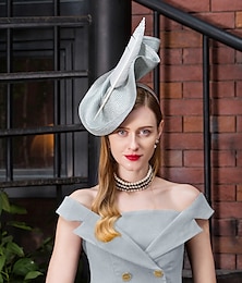 economico -Fascinator cappello derby del Kentucky in poliestere/copricapo con piume/floreale 1 pezzo copricapo per matrimonio/festa/sera/tea party