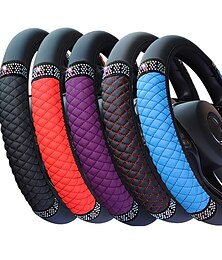 abordables -Funda universal para volante de coche starfire four seasons 37-38cm, funda elástica para volante con tachuelas de diamantes de color bordado de cuero