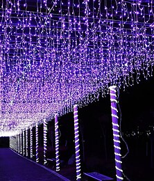 abordables -Luces de cortina de ventana de copos de nieve de Navidad al aire libre 6x1M-300LED enchufar 9 colores control remoto luz colgante de pared cálido blanco RGB para dormitorio fiesta Navidad/Halloween
