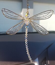 abordables -Atrapasueños de libélula, atrapasol de cristal, carillón de viento, regalo hecho a mano, carillón de viento, adorno para colgar en la pared, decoración al aire libre, 15*15cm