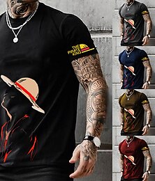 billiga -One Piece Monkey D. Luffy T-shirt Animé Tecknat Anime Klassisk Gatustil T-shirt Till Par Herr Dam Vuxna 3D-utskrift