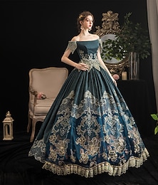 abordables -Gothique Rococo Victorienne Robe Costume de fête Bal Masqué Princesse Shakespeare Grande Taille Couleur Unie Robe de bal Déguisement Femmes Noël Halloween Carnaval Soirée Mascarade Fête de mariage