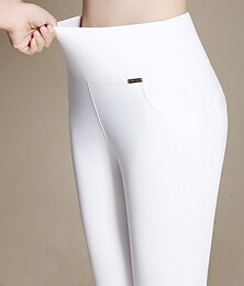 olcso -Női Szabályos Nadrágok Leggingek Kényelmes leggings Divat Teljes hossz Magas derék Tömör szín Alakformáló Mokaszinok Hasformáló Nyúlós Napi Alkalmi Fekete Fehér Bor Tengerészkék Ősz & tél Sovány
