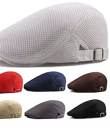 cheap -Men's Flat Cap Black White Polyester 1920s Fashion Casual Office Sports & Outdoor Daily Solid / Plain Color Casual