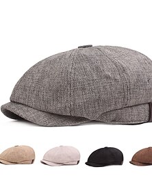 economico -Per uomo Berretto cappello Beretti newsboy Nero Kaki Biancheria La moda degli anni '20 Retrò Formale Ufficio Giornaliero Tinta unita / tinta unita Casuale