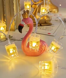 abordables -guirlande lumineuse chope de bière décor 1.5m 10led/3m 20leds avec télécommande usb & Alimenté par batterie pour bar noël anniversaire fête de mariage chambre dortoir couronne été club décorations