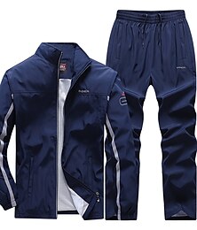 abordables -Homme Survetement Survêtement Athleisure L'hiver Manches Longues Chaud Etanche Coupe Vent Aptitude Fonctionnement Tenue de sport Tenues de Sport Couleur Pleine Noir Rouge clair Grise / Séchage rapide