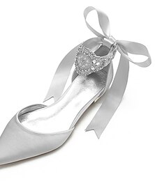cheap -Women's Wedding Shoes Dress Shoes Plus Size White Shoes Wedding Party Solid Colored Wedding Flats Bridal Shoes Bridesmaid Shoes Summer Rhinestone Crystal Imitation Pearl Flat Heel Pointed Toe Elegant