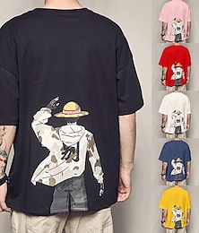 billiga -One Piece Monkey D. Luffy Cosplay-kostym T-shirt Animé Grafiska tryck Tryck Harajuku Grafisk T-shirt Till Herr Dam Vuxna
