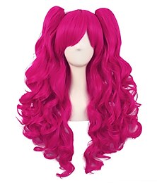 economico -Clip da 28 pollici / 70 cm lolita lunga riccia 2 code di cavallo su parrucca cosplay