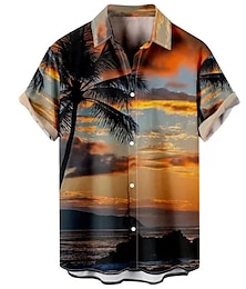 preiswerte -Herren Hemd Hawaiihemd Sommerhemd Grafik-Shirt Aloha-Shirt Leopard Blumen Landschaft Umlegekragen Weiß Gelb Königsblau Blau Staubiges Blau 3D-Druck Outdoor Strasse Kurze Ärmel Button-Down Bedruckt