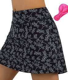 abordables -Femme Jupe-Short Cyclisme Vélo Jupes Bas VTT Vélo tout terrain Vélo Route Des sports Botanique Floral La peau 3 densités Cyclisme Respirable Séchage rapide Noir Rouge Spandex Vêtement Tenue Tenues de