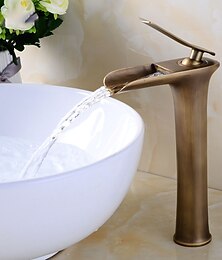 abordables -Grifo para lavabo de baño, juego central de cascada de latón, grifos de baño de un solo mango con un orificio