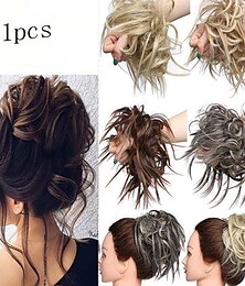 economico -arruffato updo disordinato panino parrucchino estensione dei capelli coda di cavallo con elastico elastico updo coda di cavallo parrucchino estensioni dei capelli sintetici scrunchies coda di cavallo