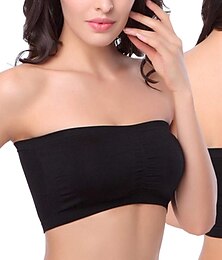 billige -sømløs bandeau-bh plus size stropløs stretchy tube top bh med aftagelige puder til kvinder