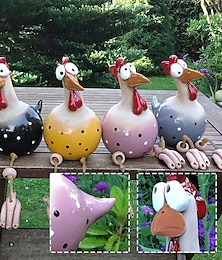 cheap -Resin Big Eye Chicken Handicraft Ornaments Hanging Foot Chicken Pendant Home Decor Garden Resin Ornaments