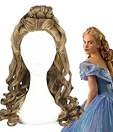 economico -parrucca di Cenerentola cosplay gioco di ruolo film film Sandy Princess capelli sintetici panino parrucche di Halloween