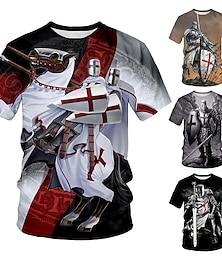 billige -Den Sidste Templar korsfarer Tempelridder Korsfarer T-shirt Tegneserie Manga Anime 3D Grafisk Til Par Herre Dame Voksne 3D-udskrivning