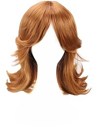 baratos -Princesa pêssego peruca laranja curta cosplay para mulheres 60 anos 70 retro senhora cosplay festa perucas de halloween
