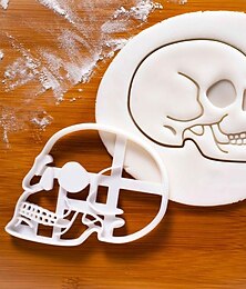 economico -biscotto teschio di plastica abrasivo bianco strumento di cottura fai da te cartone animato teschio stampo per biscotti