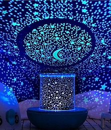 رخيصةأون -مصباح إسقاط نجمي للأطفال جهاز عرض USB قابل لإعادة الشحن Lucky Fish 360 تدوير مصابيح مكتبية توقيت ضوء الليل لتزيين غرفة نوم الأطفال