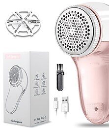 お買い得  -ファブリック シェーバーとリント リムーバー (クリーニング ブラシと交換可能なステンレス鋼のブレード付き) セーター 脱毛器 USB 充電器 (衣類のリントを除去)
