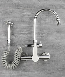 ieftine -robinet de bucătărie cu bideu un singur mâner două găuri din oțel inoxidabil cav standard montat pe perete robinete de bucătărie contemporane moderne