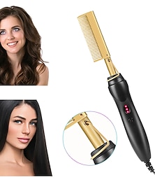 voordelige -2 in 1 hot kam stijltang stijltangen rechttrekken nat droog dual gebruik borstel elektrische verwarming kam haar straight styler haar krultang