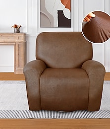 voordelige -relaxfauteuilhoezen stretch leren bankhoes, relaxfauteuilhoezen voor 1-zits relaxfauteuil, eenpersoons relaxfauteuilbankhoesset van 4 stuks, zachte spandex machinewasbaar