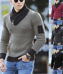 cheap -Men's Sweater Turtleneck Sweater Pullover Knit Knitted Color Block Ethnic Style Daily Clothing Apparel Winter Fall Black Khaki S M L