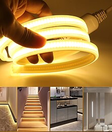 abordables -Bande lumineuse LED COB, 360 LED/m, décoration extérieure étanche, ruban lumineux flexible haute luminosité, 3000k/4000k/6000k, 220v