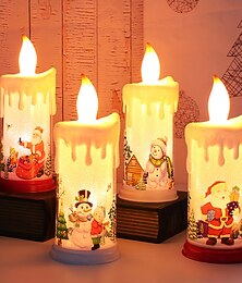 economico -Candela natalizia senza fiamma, candele a colonna, candelieri natalizi, lampada con adesivo Babbo Natale per la decorazione domestica della festa di Natale.