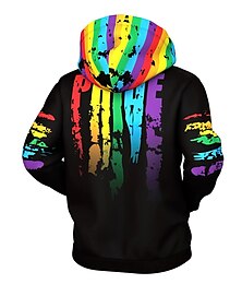 cheap -Men's Unisex Full Zip Hoodie Jacket Black Hooded Rainbow Graphic Prints Zipper Print Sports & Outdoor Daily Sports 3D Print Streetwear Designer Casual Spring &  Fall Clothing Apparel Hoodies