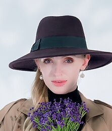 abordables -Sombreros Lana Sombrero de fieltro Sombrero para el sol Casual Festivos Retro Clásico Británico Con Color Puro Corte Celada Sombreros
