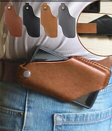 abordables -étui de téléphone à clip de ceinture en cuir pour homme - étui de ceinture en cuir PU vintage avec fermeture à pression, support de téléphone portable mains libres pour les voyages en plein air et l'utilisation quotidienne
