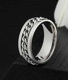 abordables -fidget ring spinner ring hip pop fashion band ring street gold titanium steel trendy 1pc