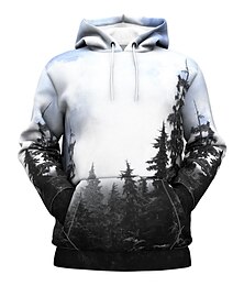 abordables -Homme Arbre Impressions Graphiques Sweat à capuche Sweats à capuche Sweatshirt Streetwear Designer Occasionnel Grand et Long manche longue À capuche Quotidien Sports Bleu clair Imprimé Printemps