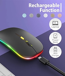 cheap -LED Wireless Mouse Slim Silent Mouse 2.4G Portable Mobile Optical Office Mouse with USB and Type-c Receiver 3 Adjustable DPI Levels for Laptop PC Notebook MacBook