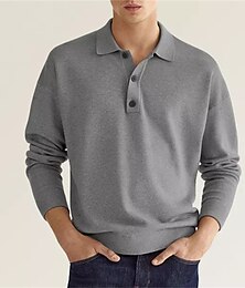 economico -Per uomo Felpa Maglione Verde Rosa Cachi Rosso Blu marino Collo a polo Tinta unica Sportivo Abbigliamento di strada Informale Grande e alto Indicato per i polsi Inverno Autunno Abbigliamento Felpe